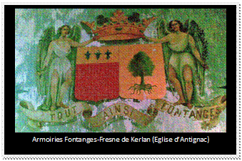Cuadro de texto:  
Armoiries Fontanges-Fresne de Kerlan (Eglise d�Antignac)
